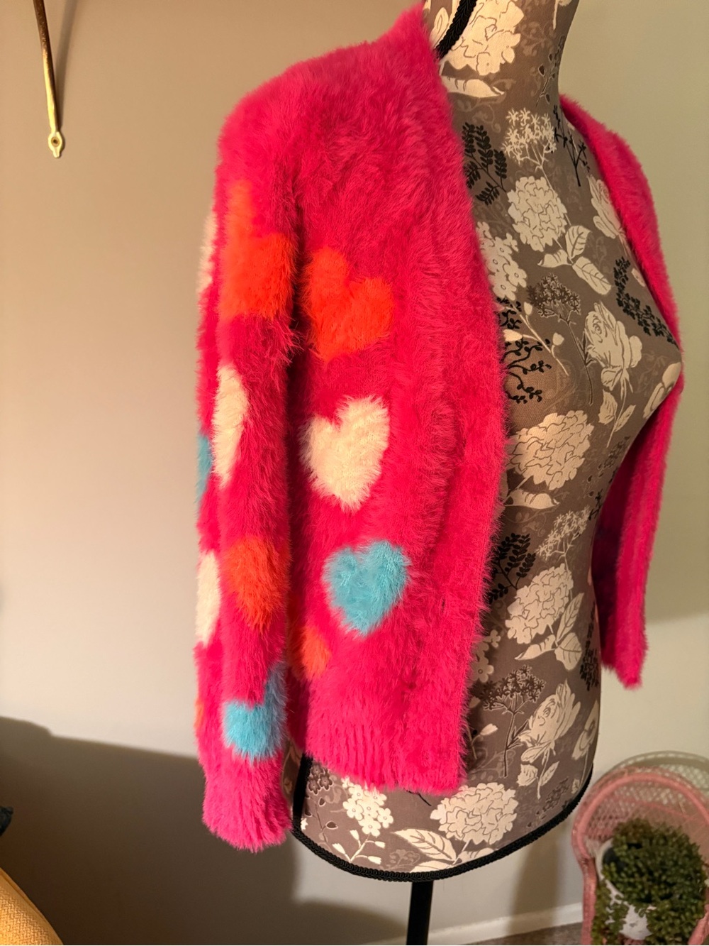 Hatley Hot Pink Fuzzy Heart Teddy Jacket
